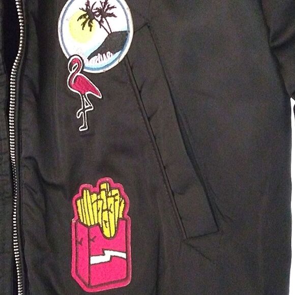 Varsity Jacket Black Satin Patches size small - Picture 12 of 14